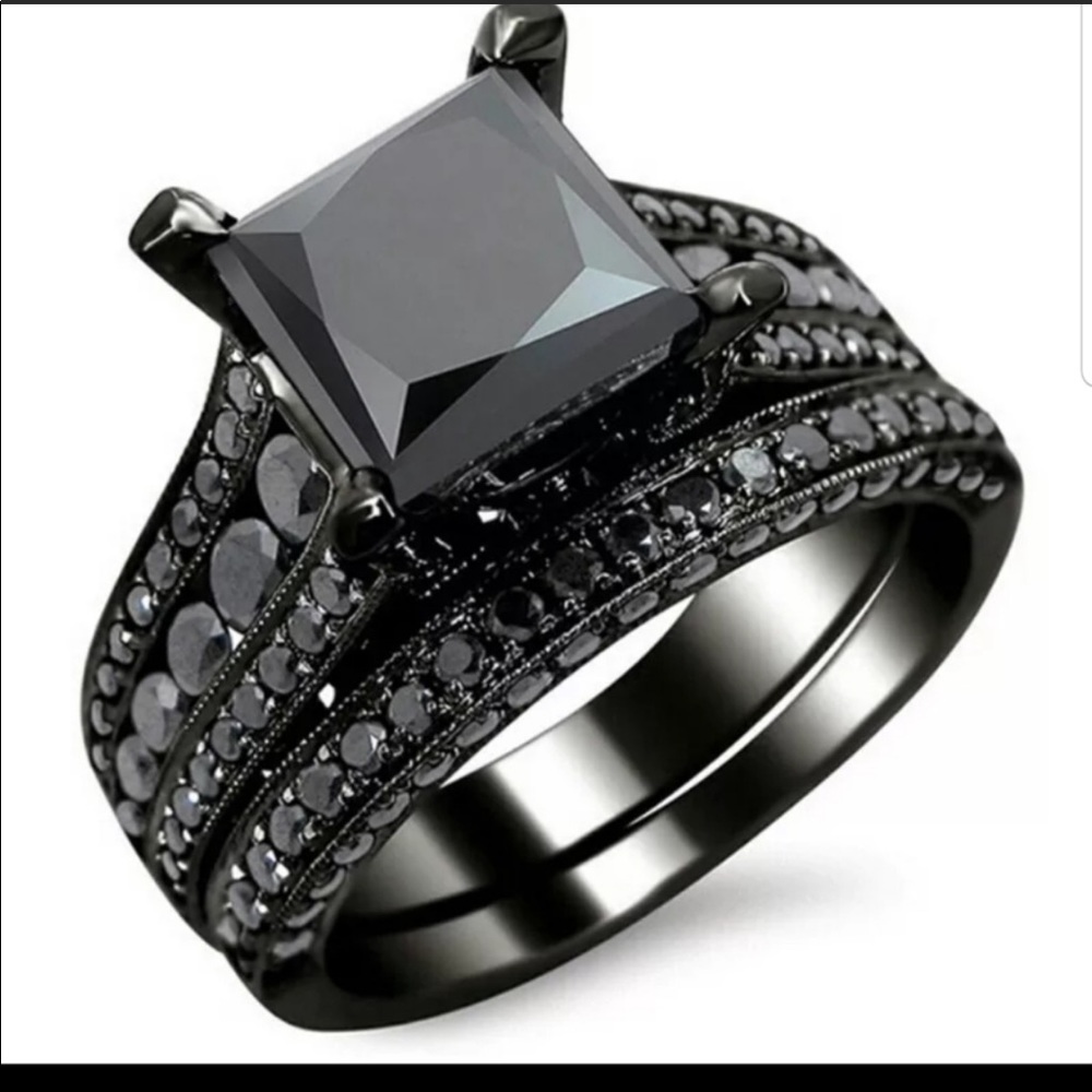 Silver BLACK SAPPHIRE STERLING SILVER RING